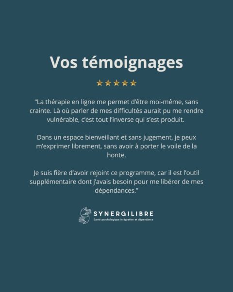 SynergiLibre, téléconsultations en psychologie, relation d'aide et hypnose pour les problèmes personnels, de couple, de santé mentale et de dépendance