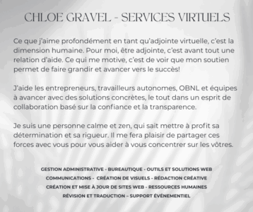 Chloe Gravel - Services virtuels