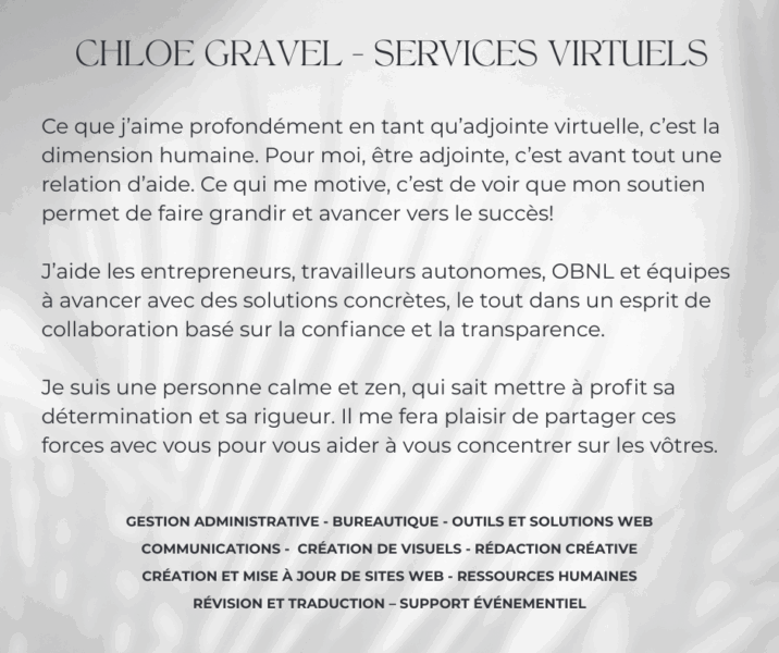 Chloe Gravel - Services virtuels